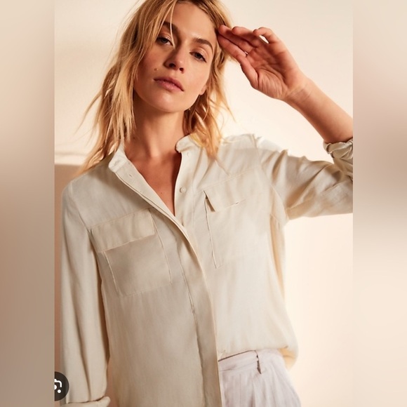 COS Lightweight Collarless Button Up Blouse - Picture 1 of 4